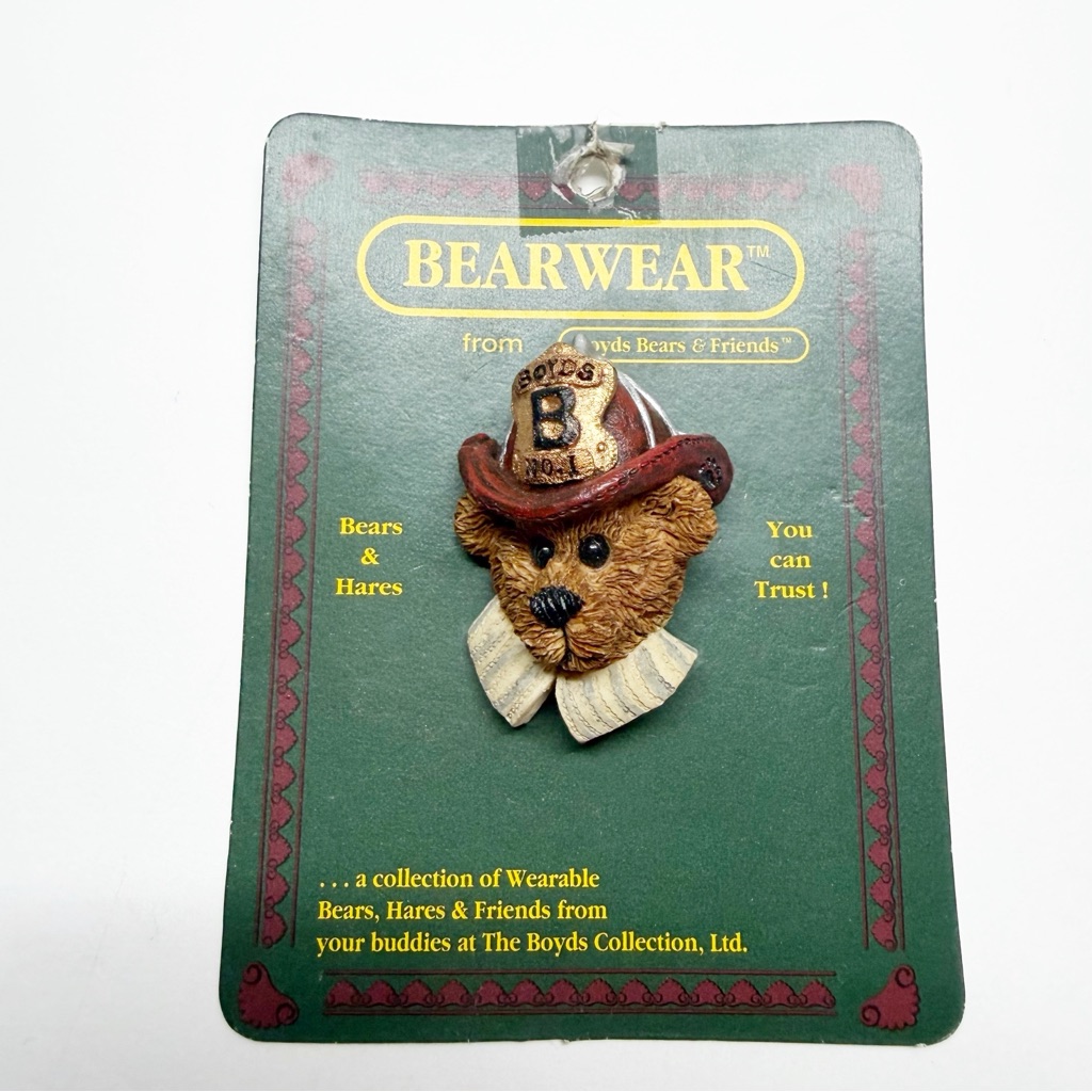 New Vintage 90’s 1994 Boyd’s Bears Bearwear Fireman Bear Brooch
